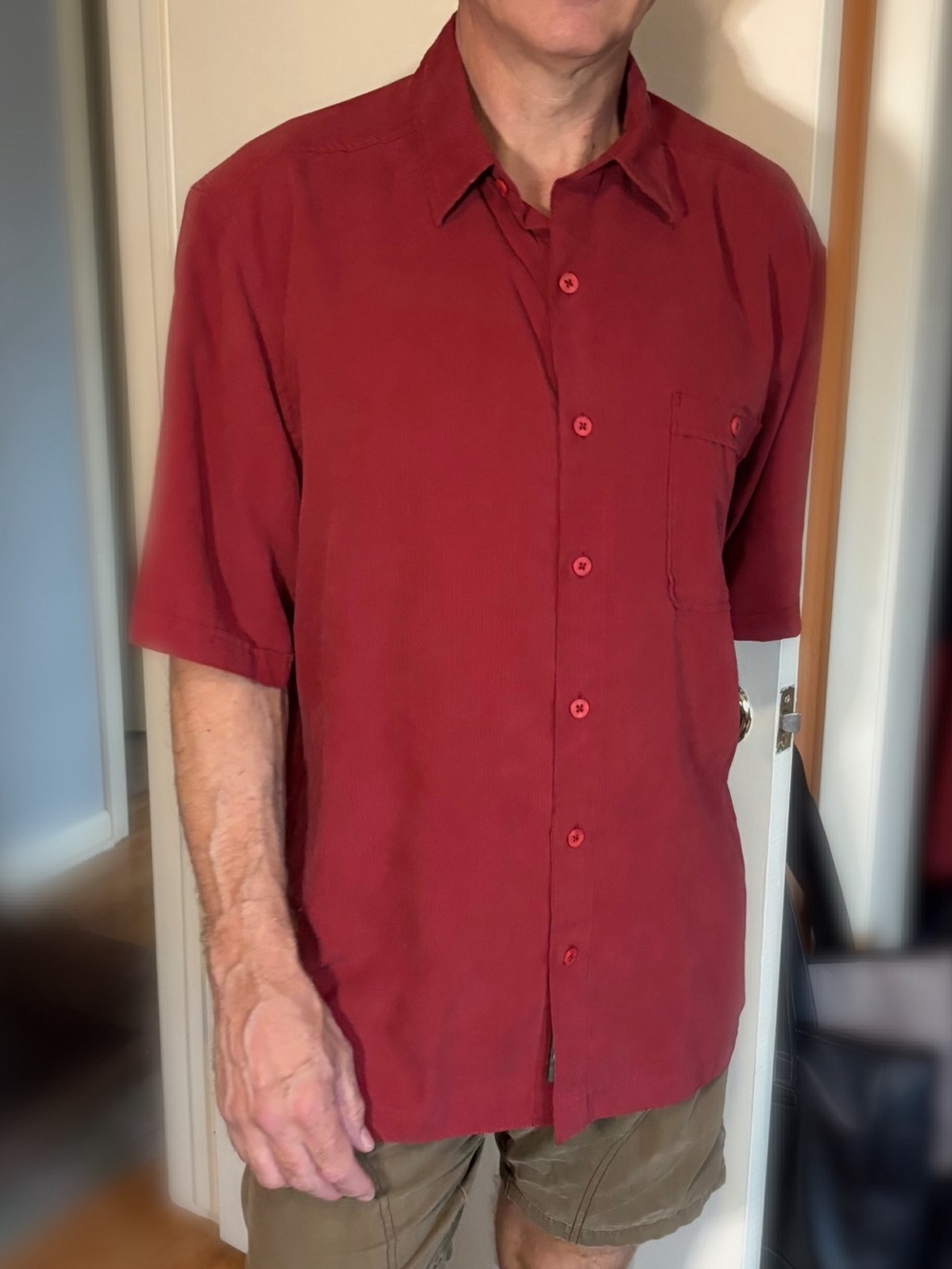 Men’s Red REI Button Short Sleeve